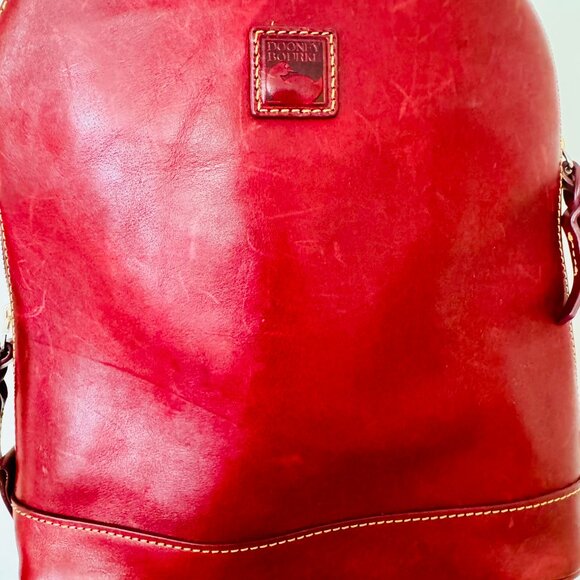 Dooney & Bourke Red Florentine Leather Zip Pod Backpack & Clutch Combo (Used) - Picture 2 of 16
